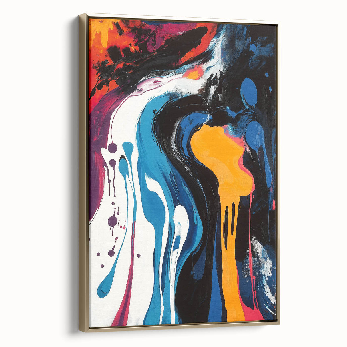 Bold Abstract Expressionist Wall Art – Colorful Drip Canvas Print