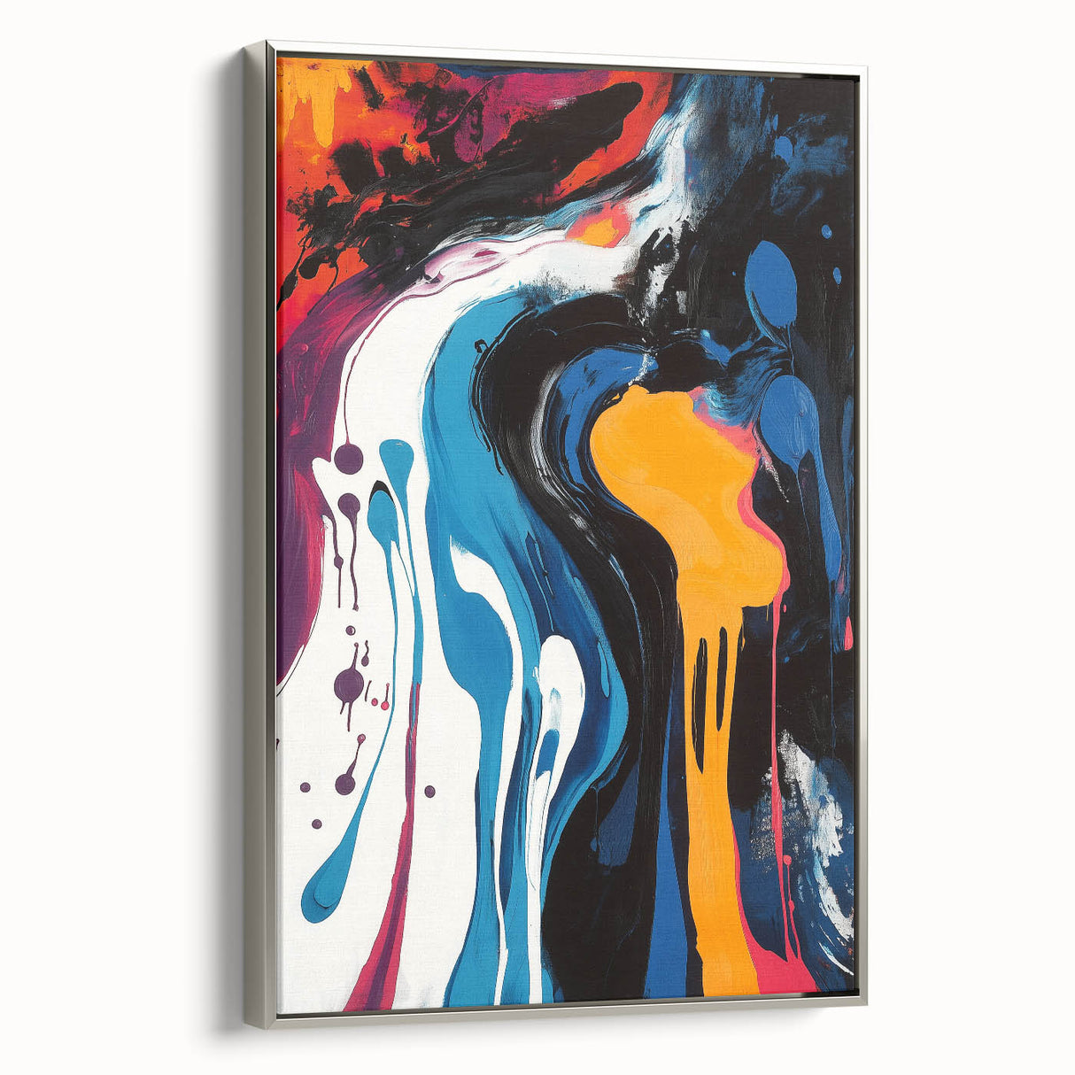 Bold Abstract Expressionist Wall Art – Colorful Drip Canvas Print