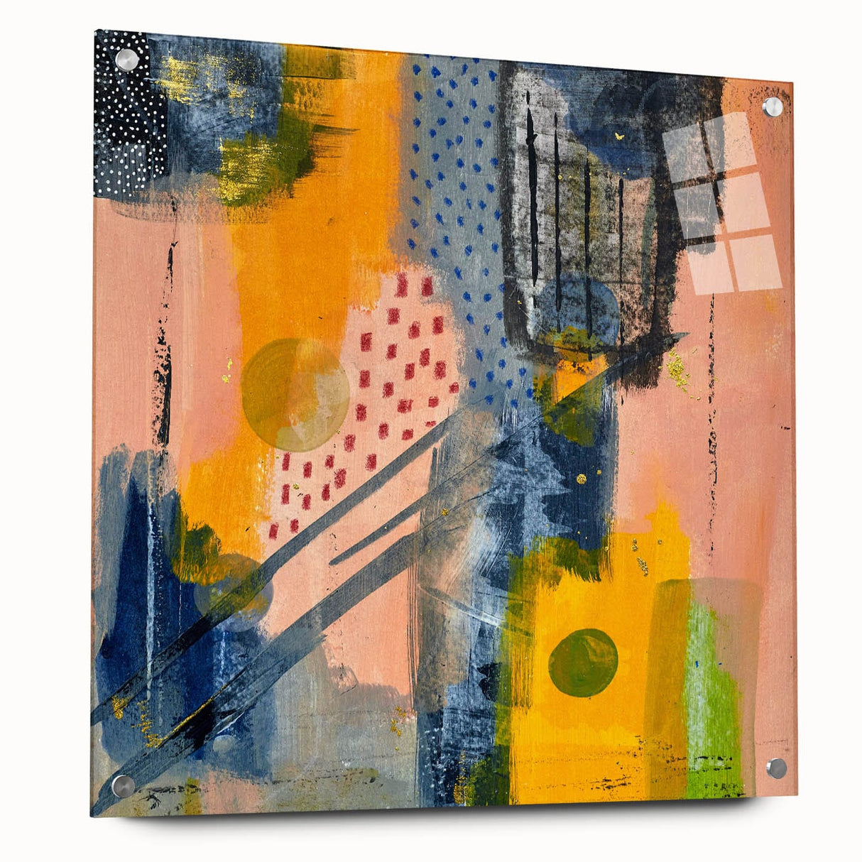Modern Art Prints – Bold Abstract Canvas in Mustard Yellow & Navy