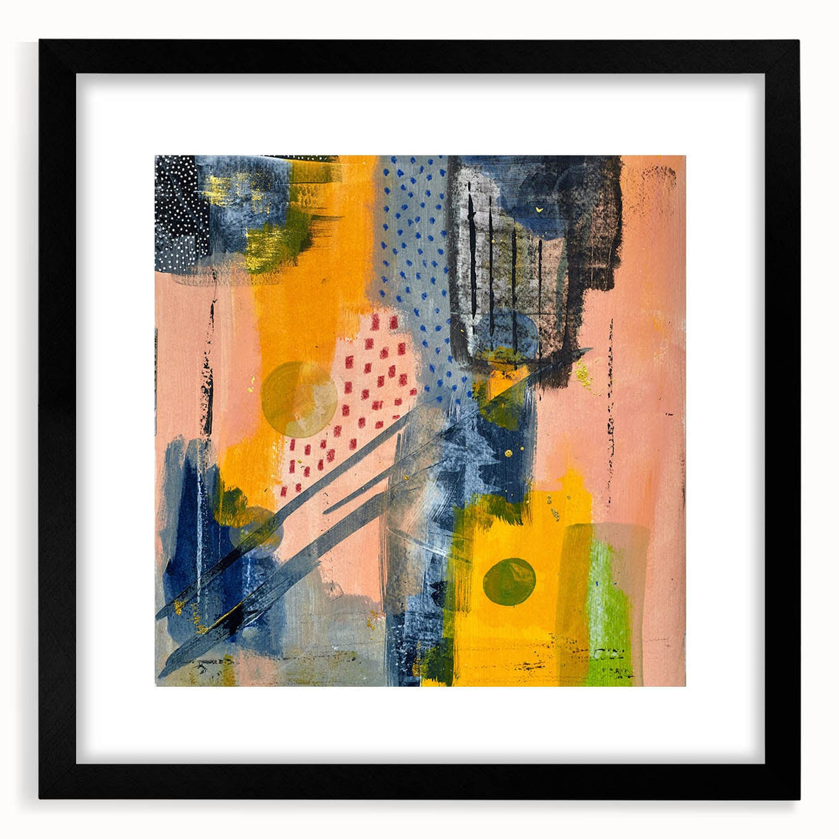 Modern Art Prints – Bold Abstract Canvas in Mustard Yellow & Navy