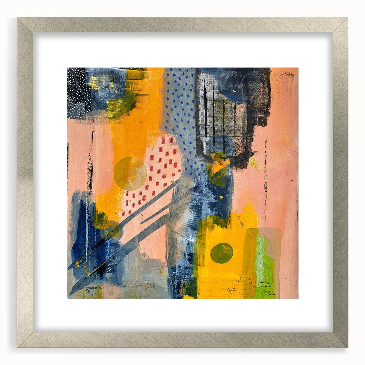 Modern Art Prints – Bold Abstract Canvas in Mustard Yellow & Navy