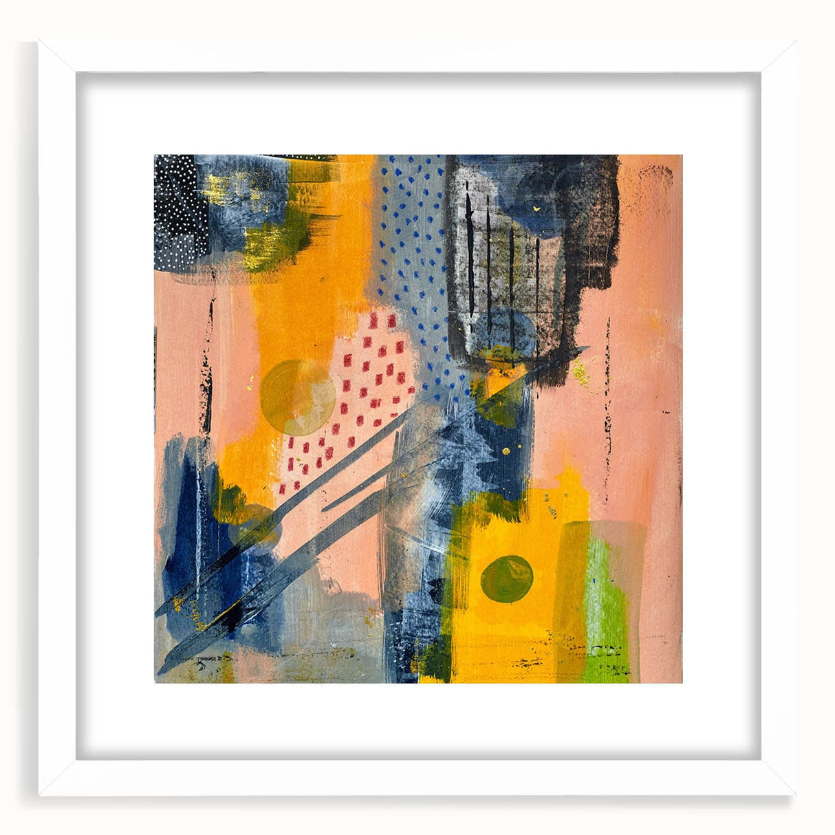 Modern Art Prints – Bold Abstract Canvas in Mustard Yellow & Navy