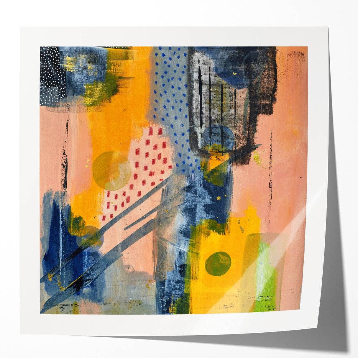 Modern Art Prints – Bold Abstract Canvas in Mustard Yellow & Navy
