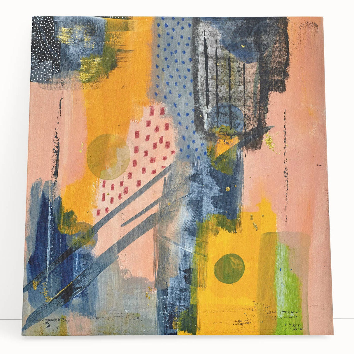 Modern Art Prints – Bold Abstract Canvas in Mustard Yellow & Navy