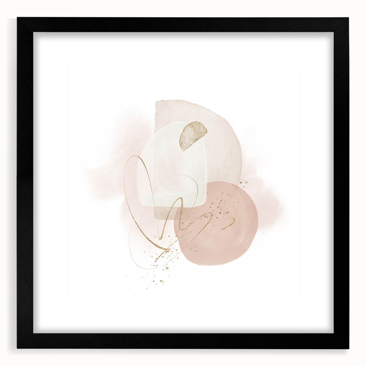 Contemporary minimalist wall art – soft beige and gold abstract print