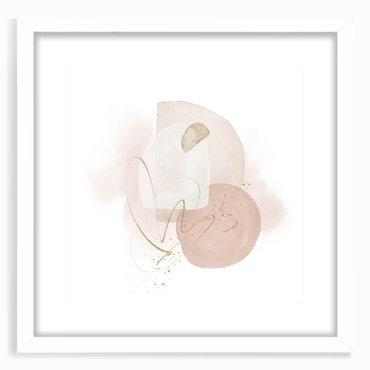 Contemporary minimalist wall art – soft beige and gold abstract print