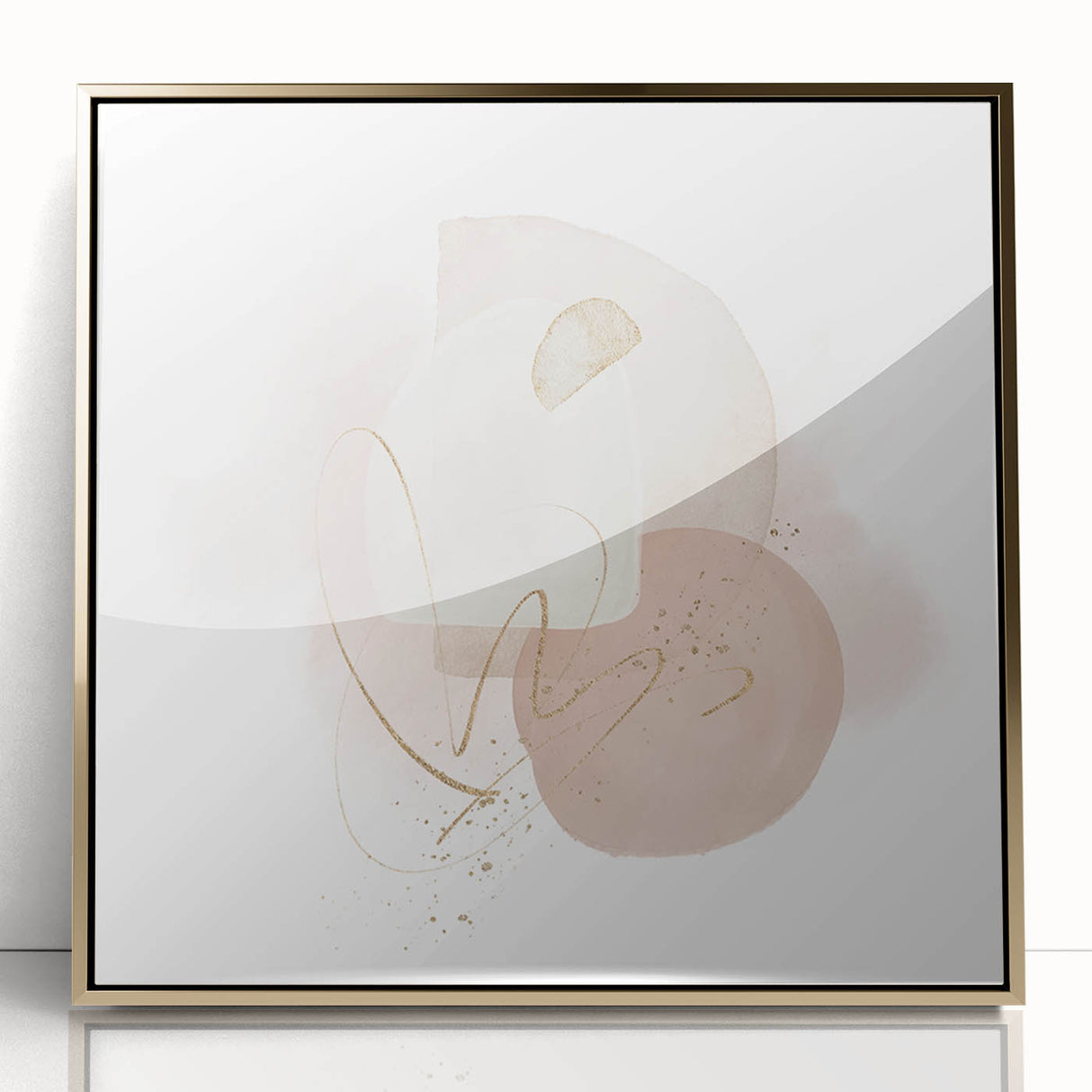 Contemporary minimalist wall art – soft beige and gold abstract print