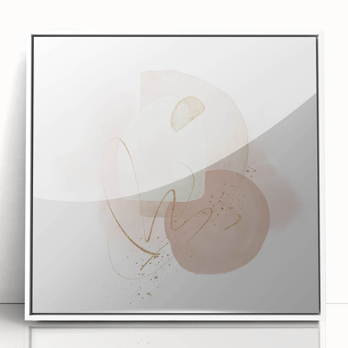 Contemporary minimalist wall art – soft beige and gold abstract print