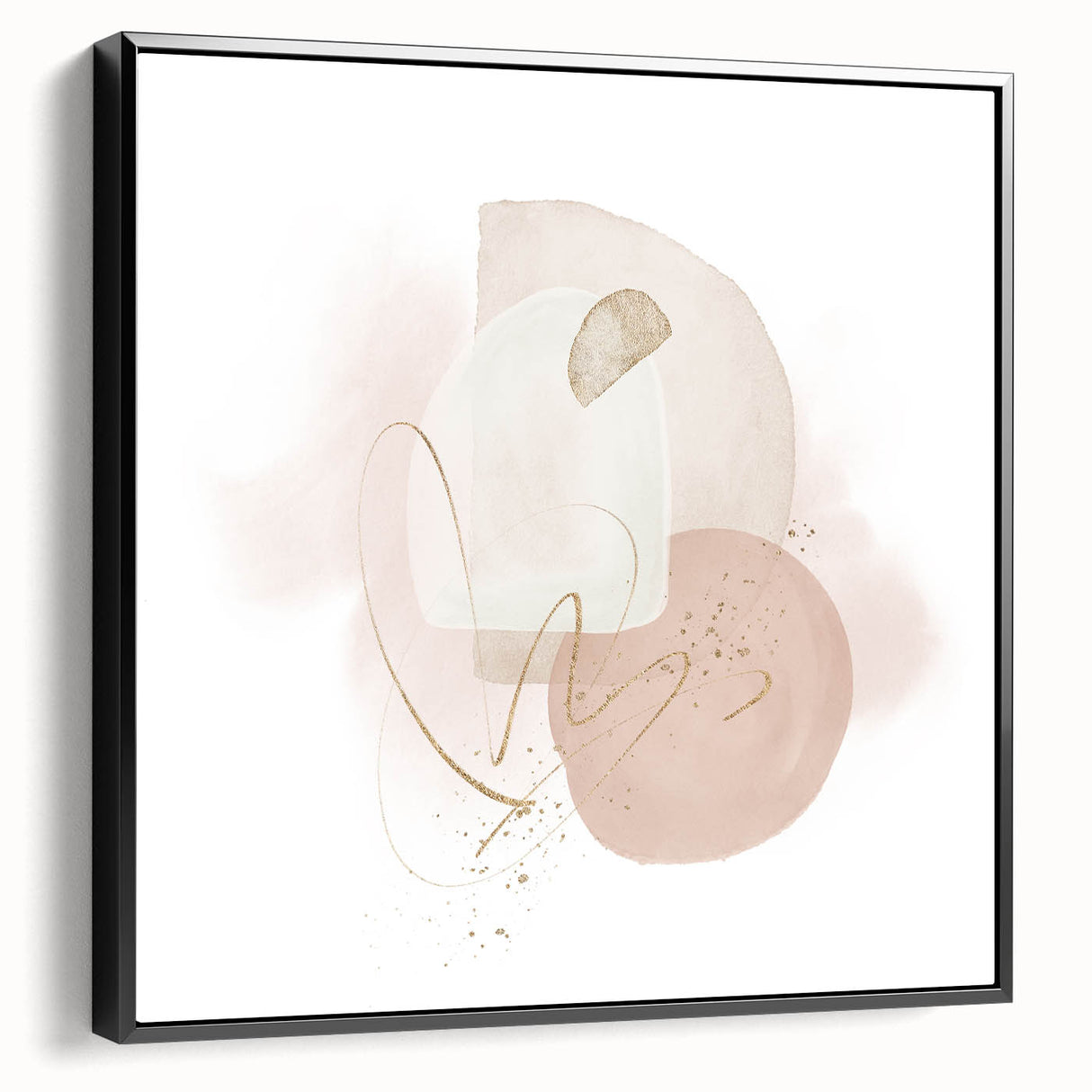 Contemporary minimalist wall art – soft beige and gold abstract print