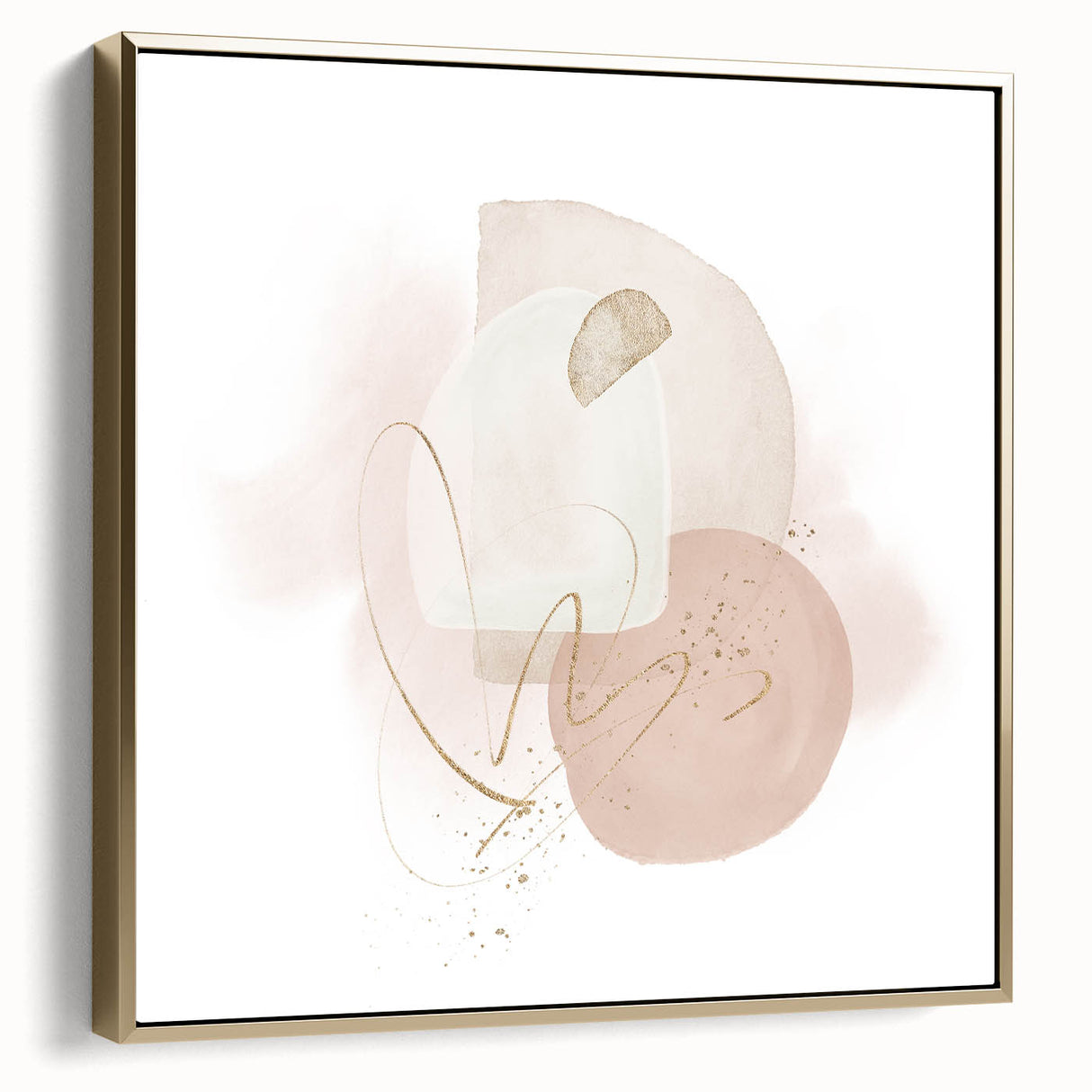 Contemporary minimalist wall art – soft beige and gold abstract print