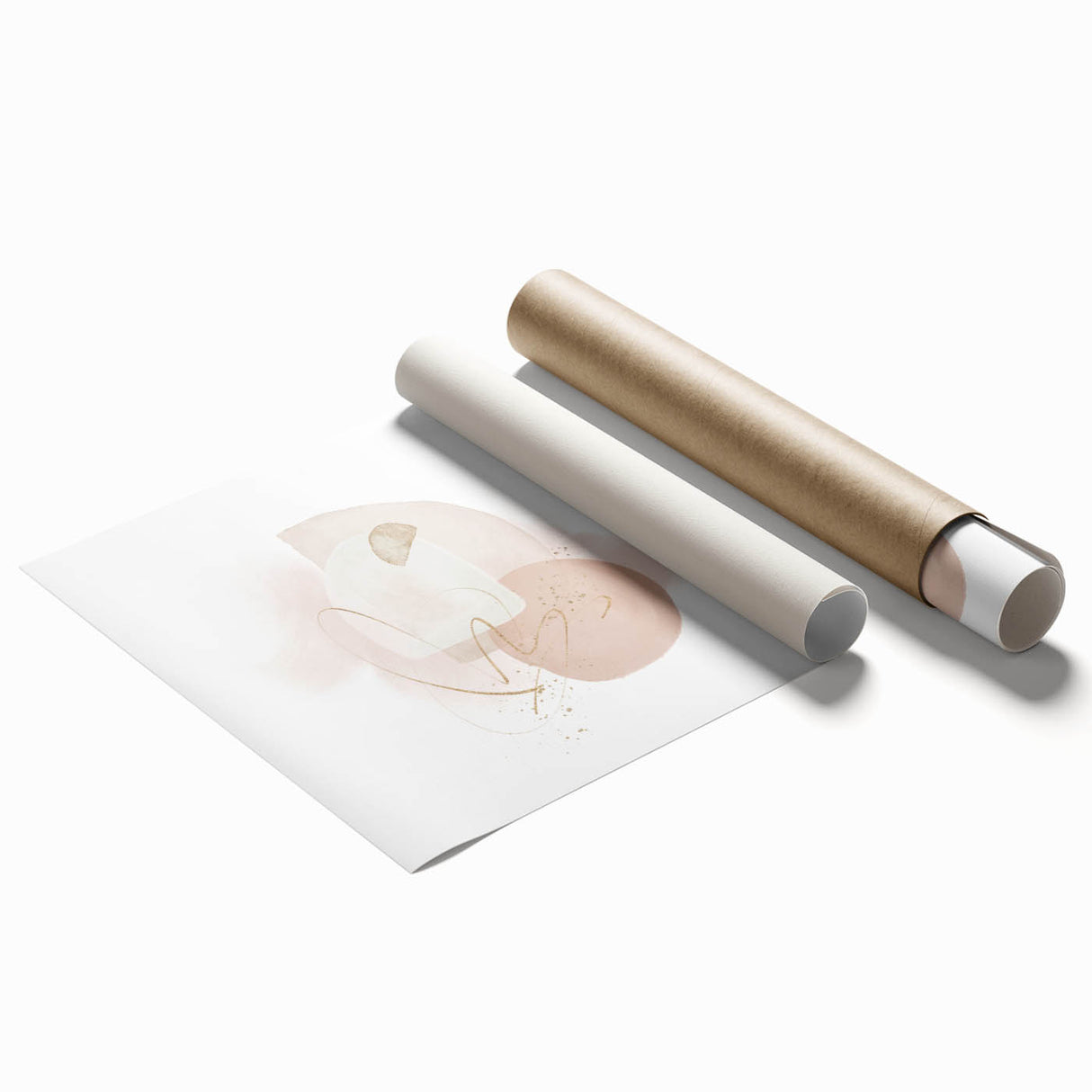 Contemporary minimalist wall art – soft beige and gold abstract print