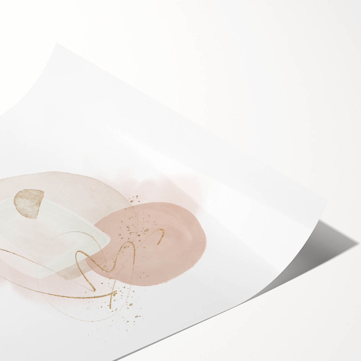 Contemporary minimalist wall art – soft beige and gold abstract print