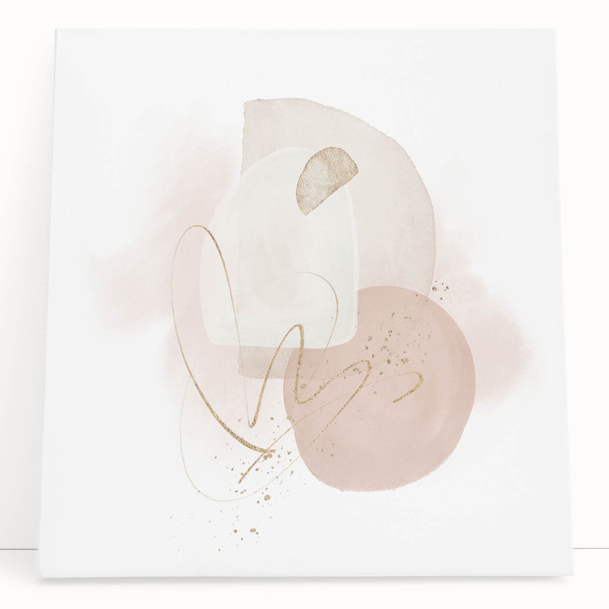 Contemporary minimalist wall art – soft beige and gold abstract print