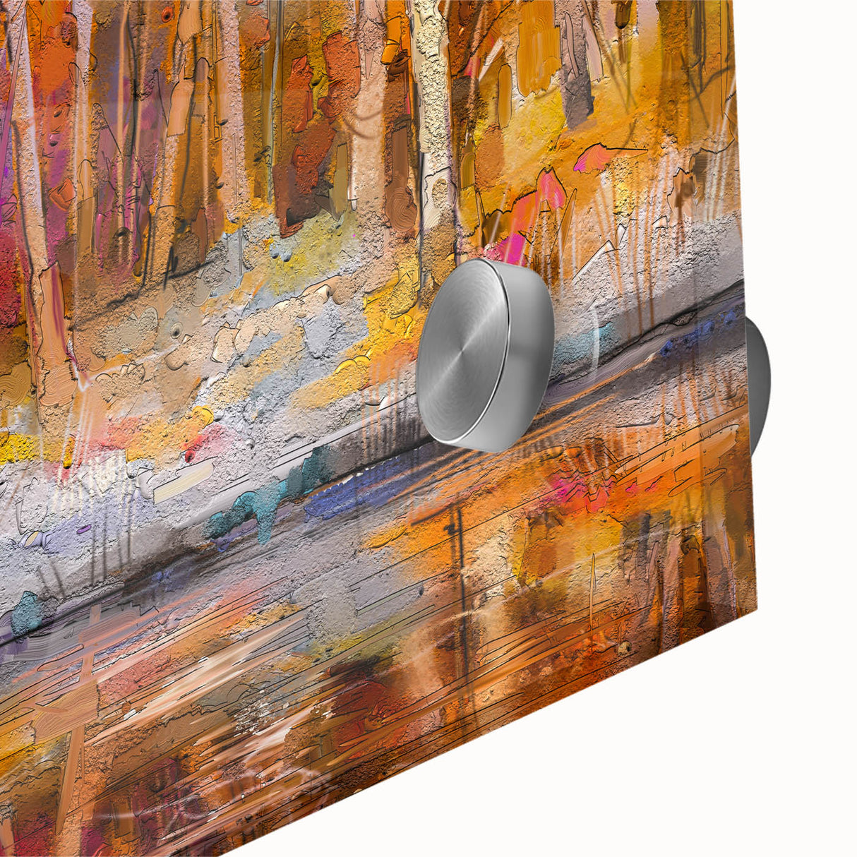 Abstract Minimalist Landscape Paintings – Autumn Forest Reflection