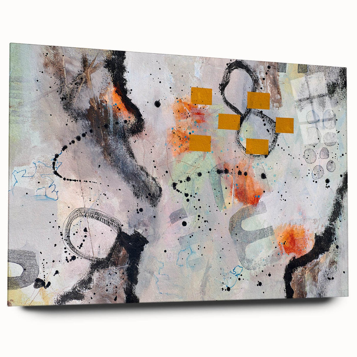 Large Abstract Wall Art – Expressive Modern Painting in Gray & Mustard