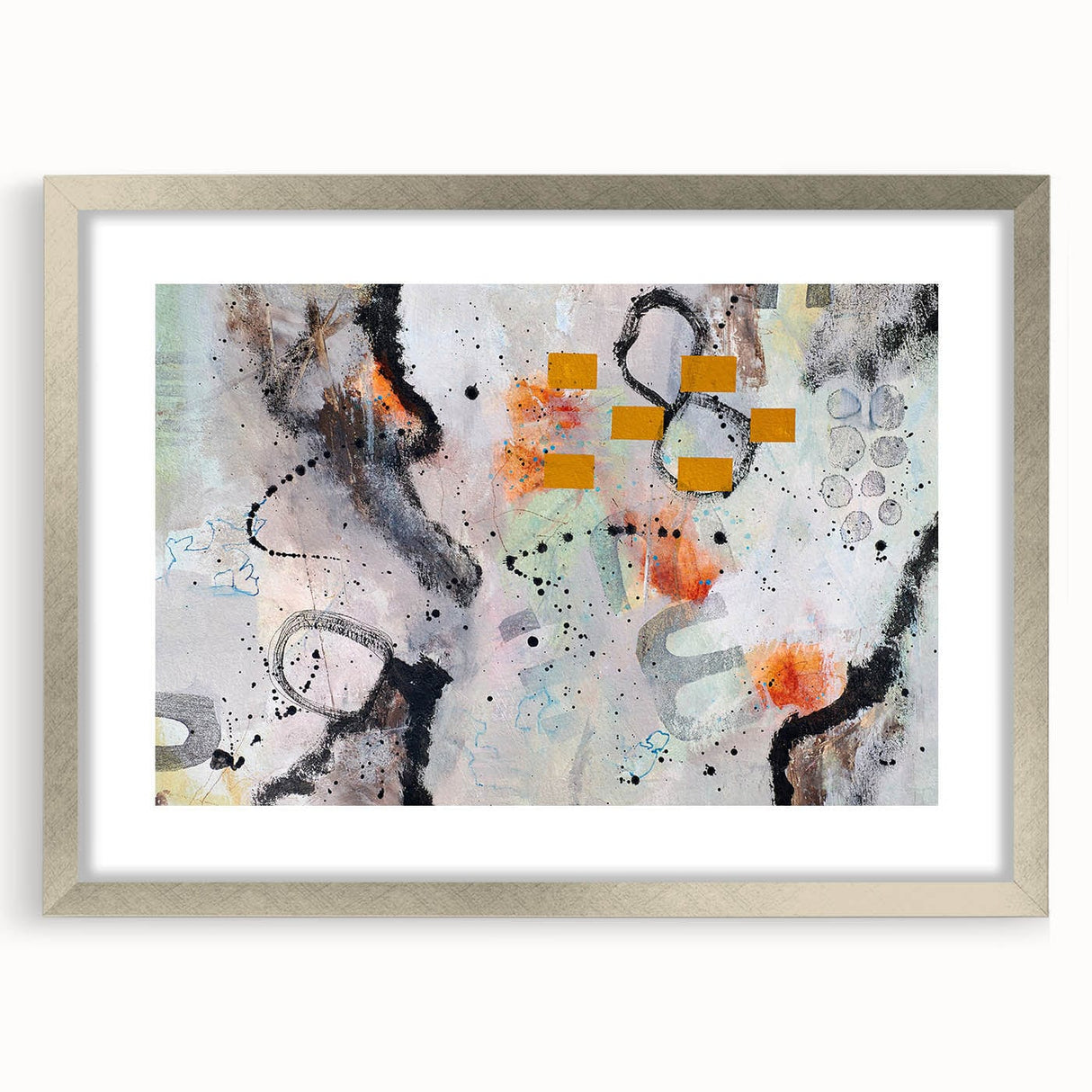 Large Abstract Wall Art – Expressive Modern Painting in Gray & Mustard