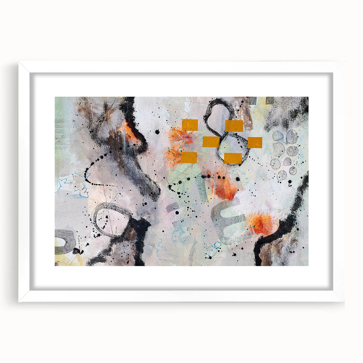 Large Abstract Wall Art – Expressive Modern Painting in Gray & Mustard