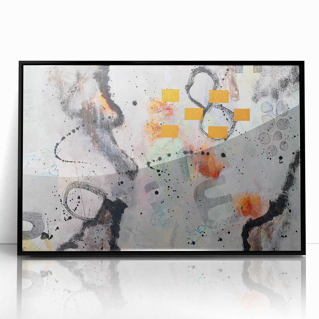 Large Abstract Wall Art – Expressive Modern Painting in Gray & Mustard