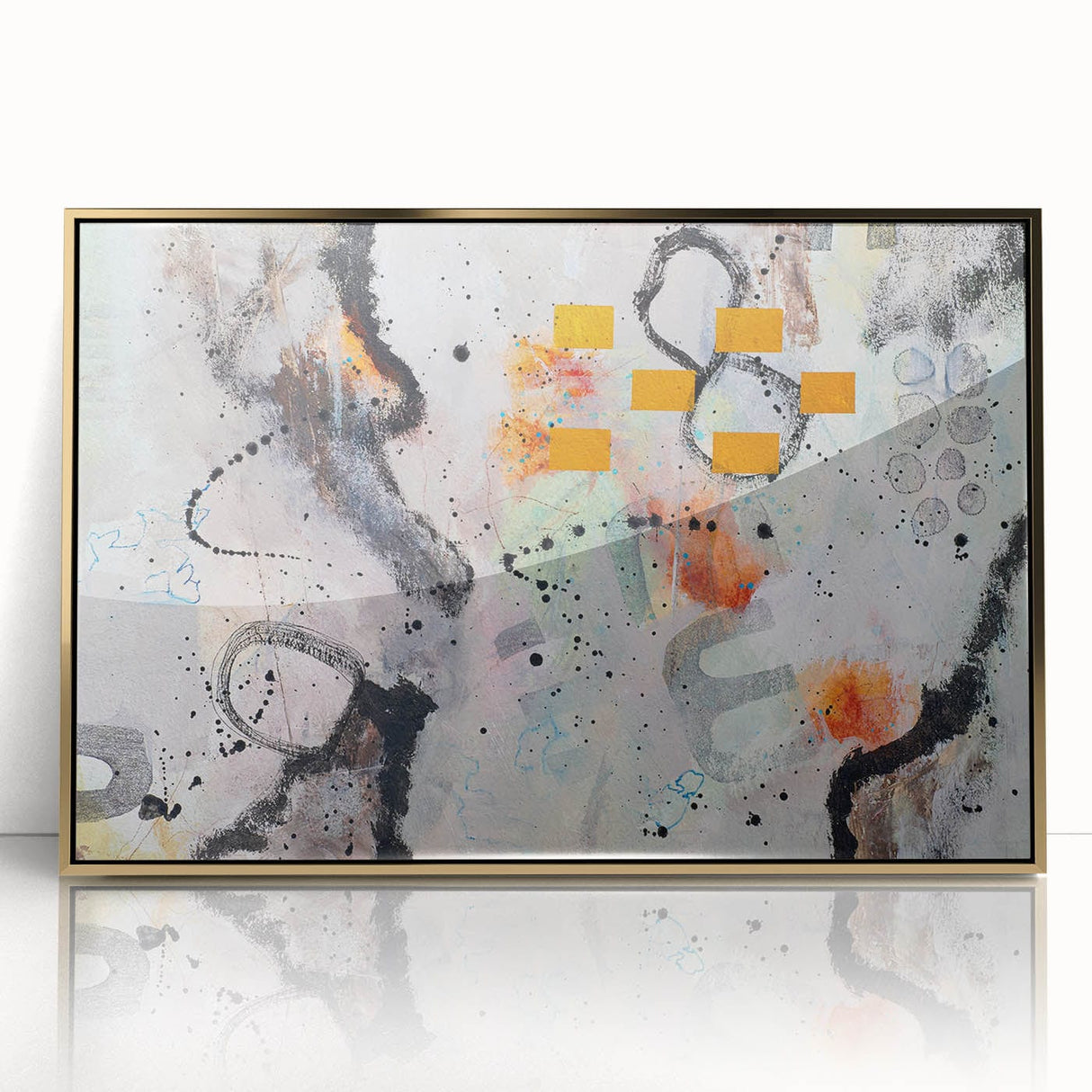 Large Abstract Wall Art – Expressive Modern Painting in Gray & Mustard