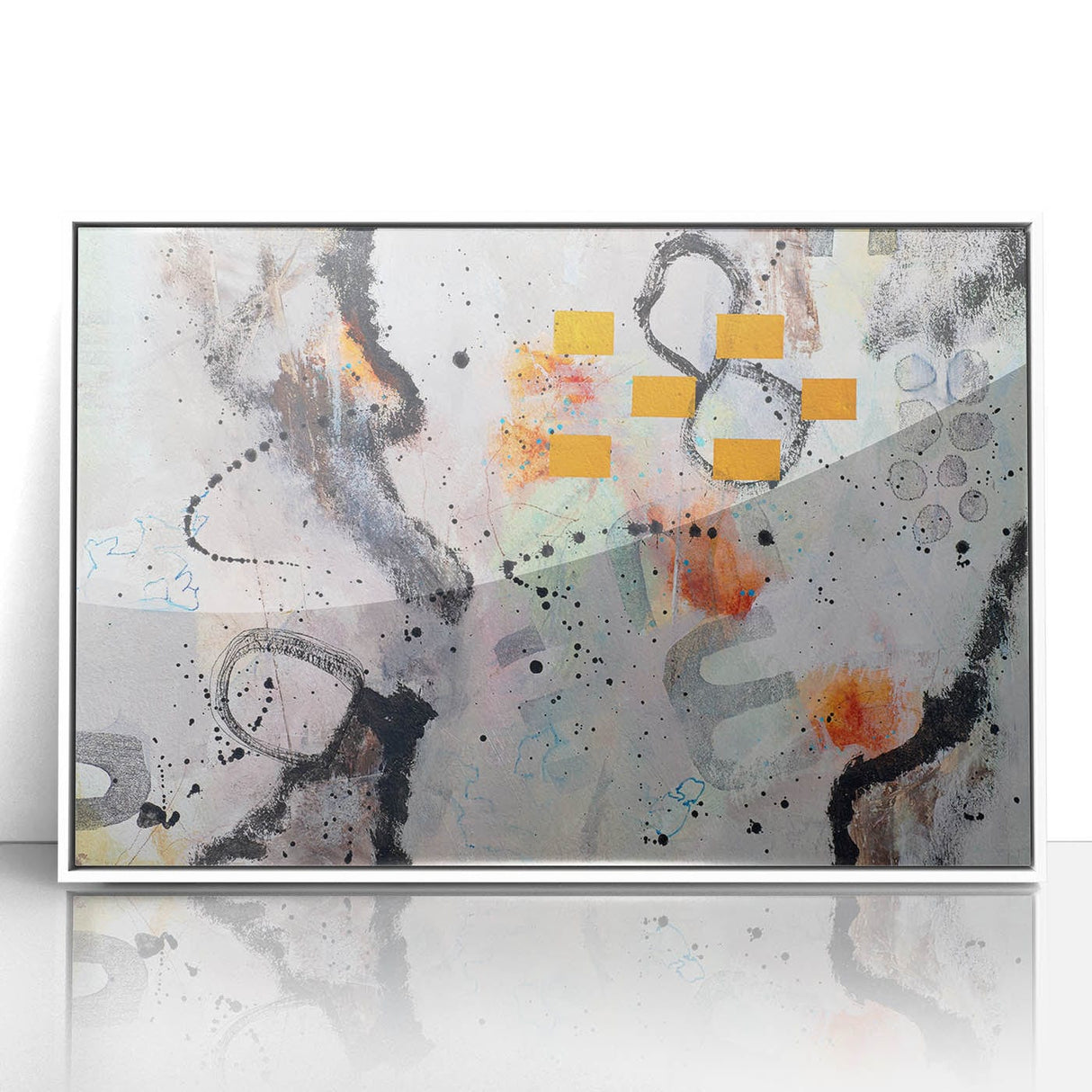 Large Abstract Wall Art – Expressive Modern Painting in Gray & Mustard