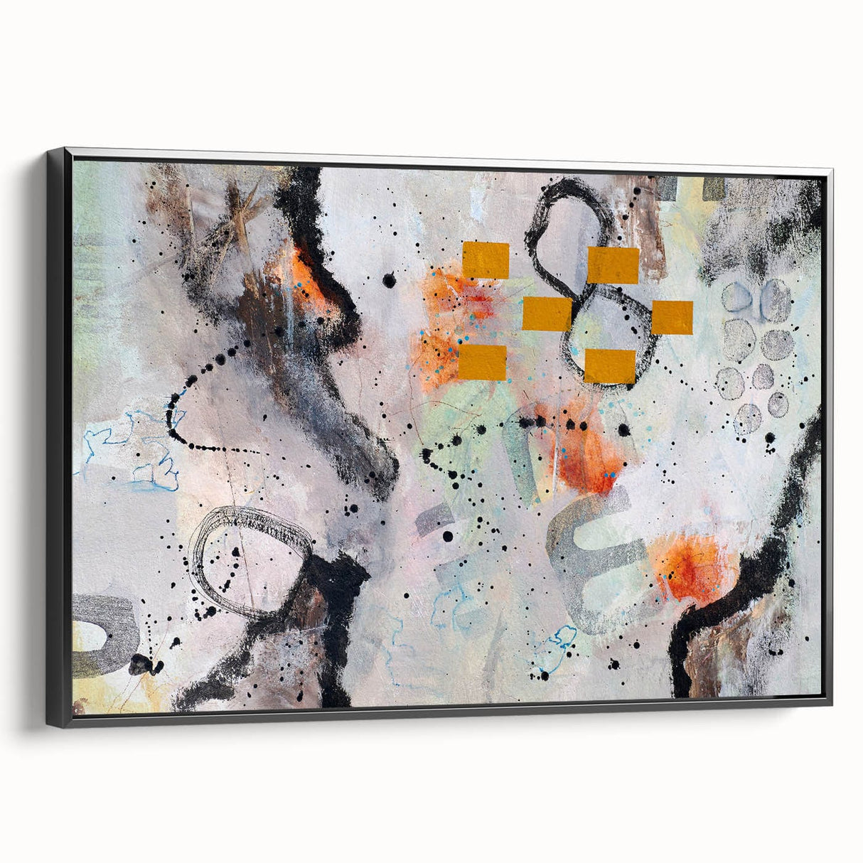 Large Abstract Wall Art – Expressive Modern Painting in Gray & Mustard