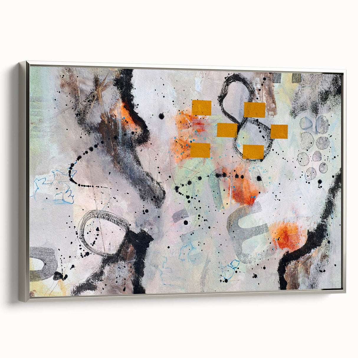 Large Abstract Wall Art – Expressive Modern Painting in Gray & Mustard