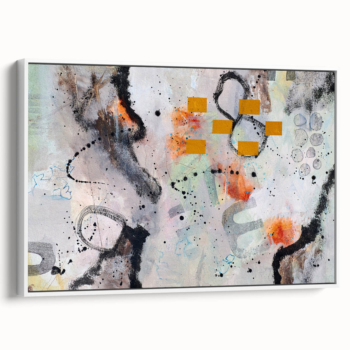Large Abstract Wall Art – Expressive Modern Painting in Gray & Mustard