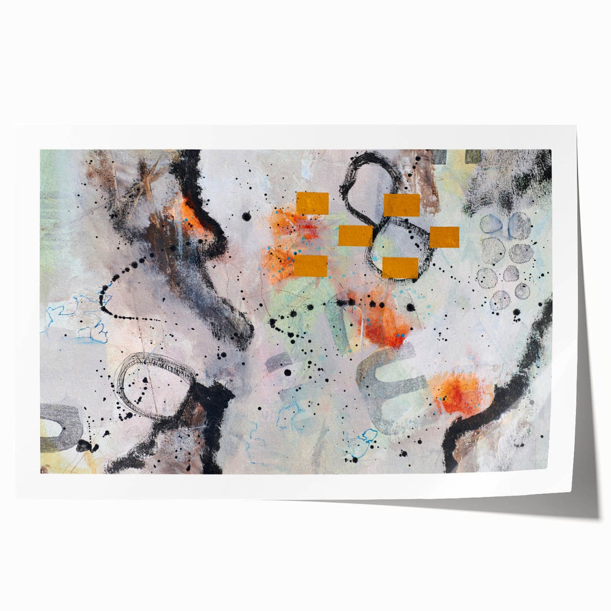 Large Abstract Wall Art – Expressive Modern Painting in Gray & Mustard