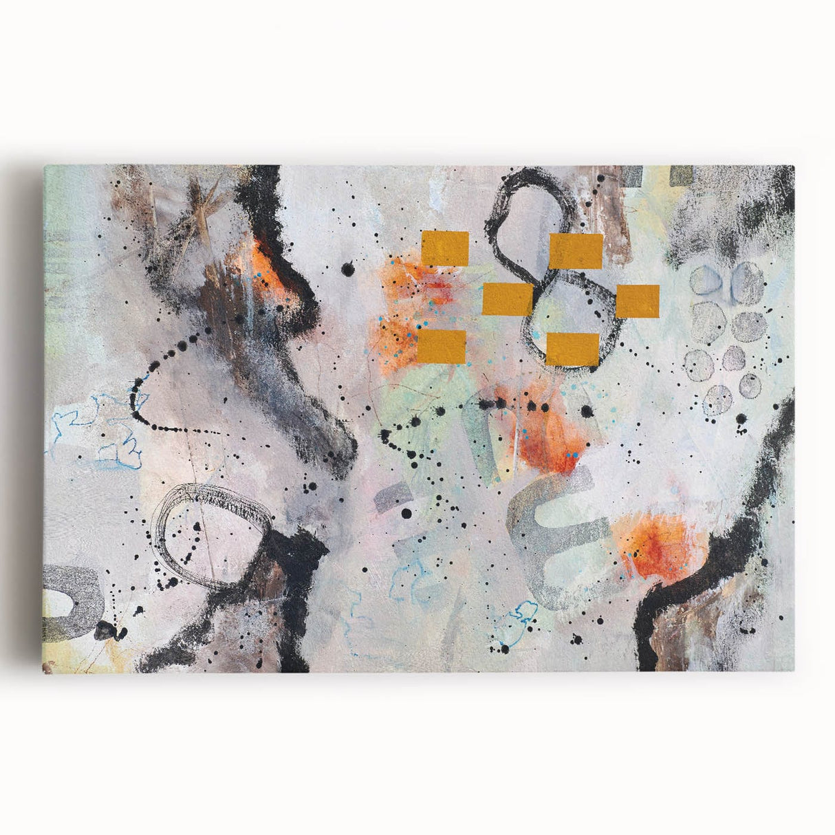 Large Abstract Wall Art – Expressive Modern Painting in Gray & Mustard
