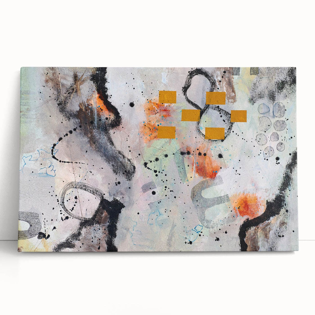 Large Abstract Wall Art – Expressive Modern Painting in Gray & Mustard