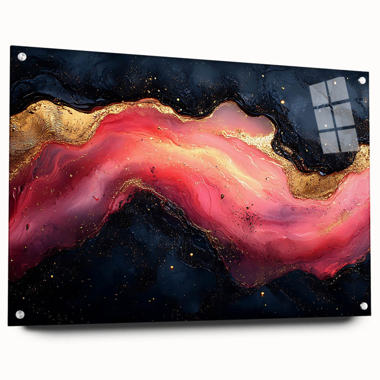 Fiery Passion Fluid Acrylic Art – Red, Black & Gold Wall Decor