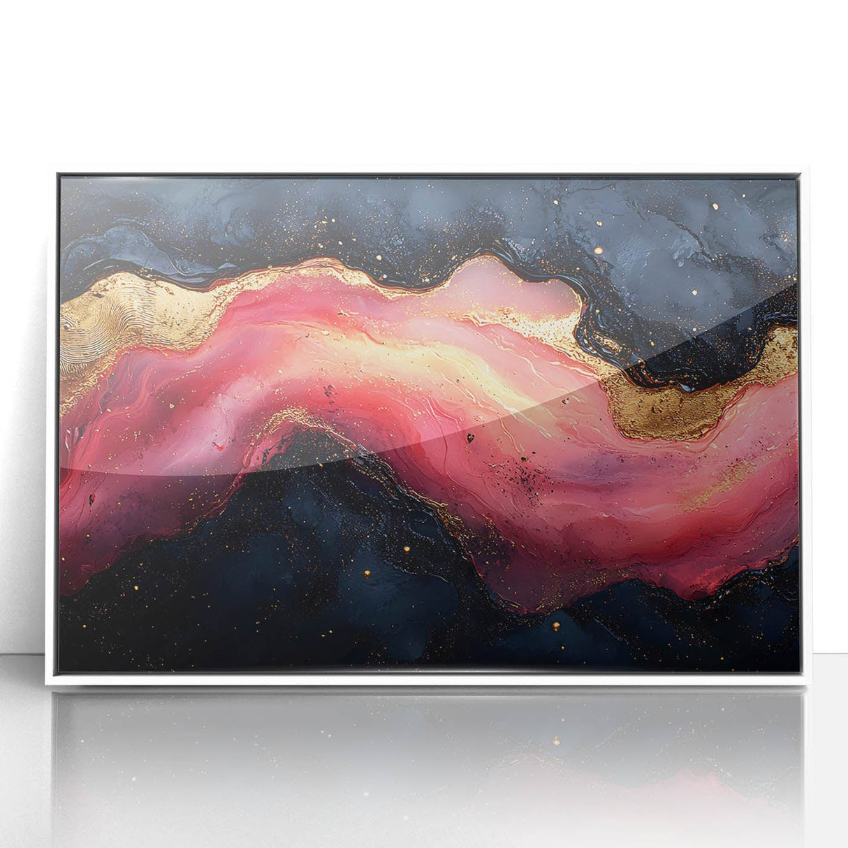 Fiery Passion Fluid Acrylic Art – Red, Black & Gold Wall Decor