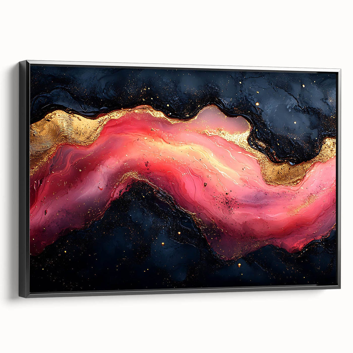 Fiery Passion Fluid Acrylic Art – Red, Black & Gold Wall Decor