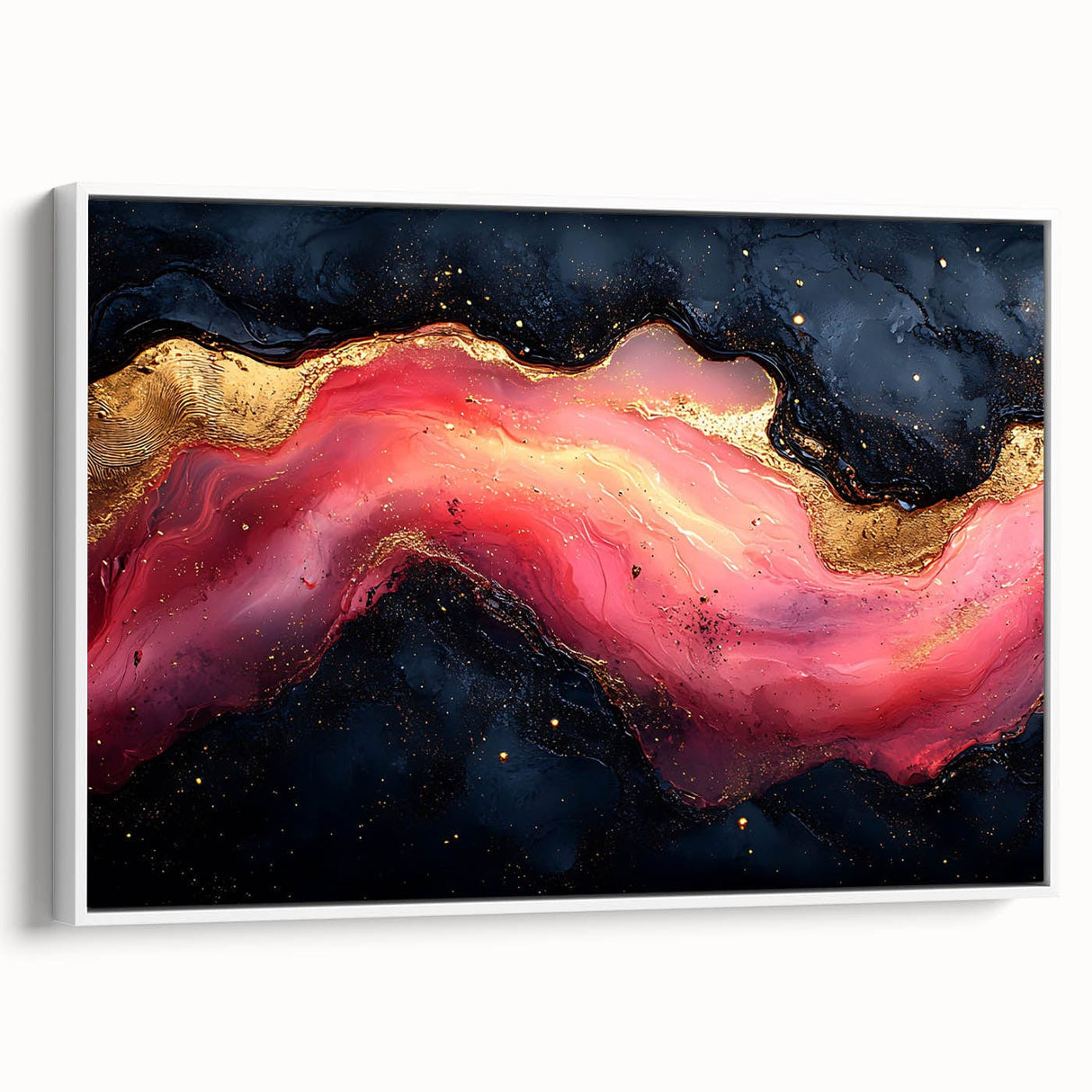 Fiery Passion Fluid Acrylic Art – Red, Black & Gold Wall Decor