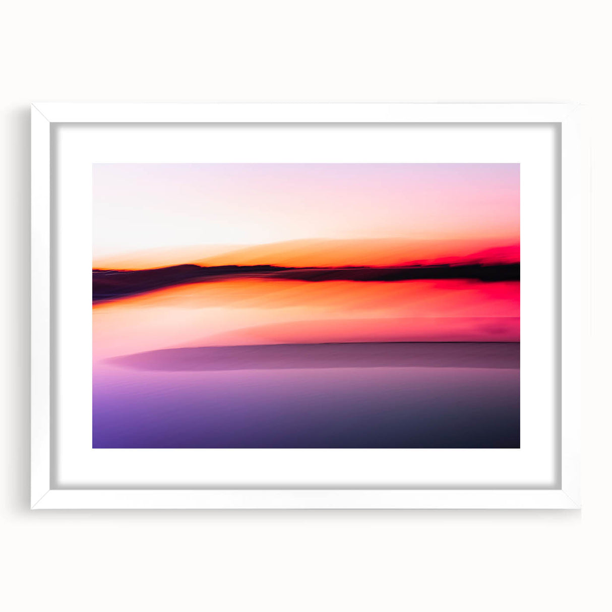 Minimalist Coastal Landscape Art – Blurred Sunset Over Water
