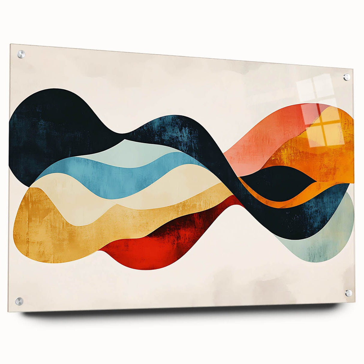 Abstract Fluid Canvas Art – Red, Blue & Orange Wave-Inspired Print