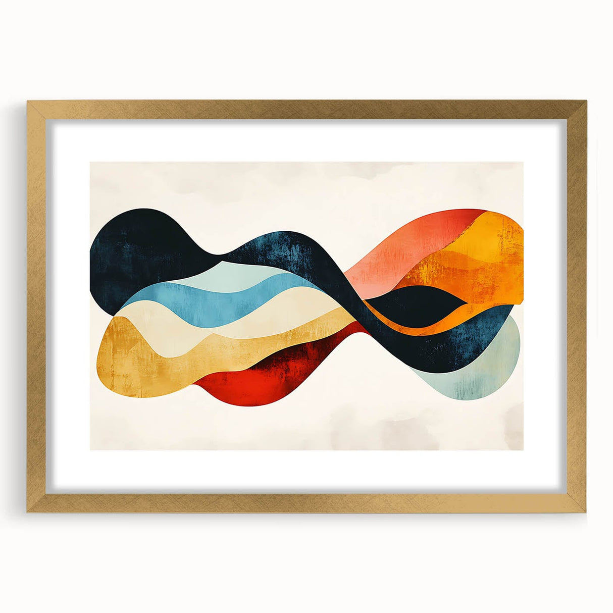 Abstract Fluid Canvas Art – Red, Blue & Orange Wave-Inspired Print