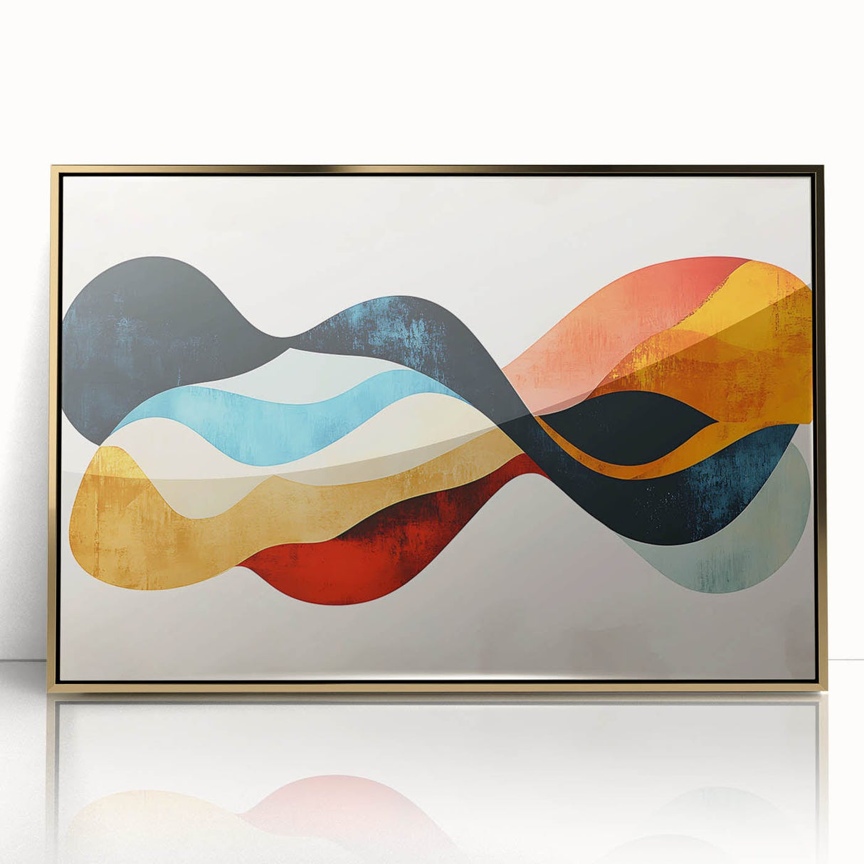 Abstract Fluid Canvas Art – Red, Blue & Orange Wave-Inspired Print