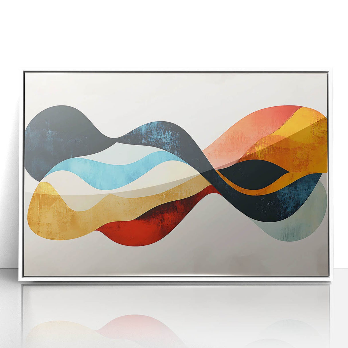 Abstract Fluid Canvas Art – Red, Blue & Orange Wave-Inspired Print