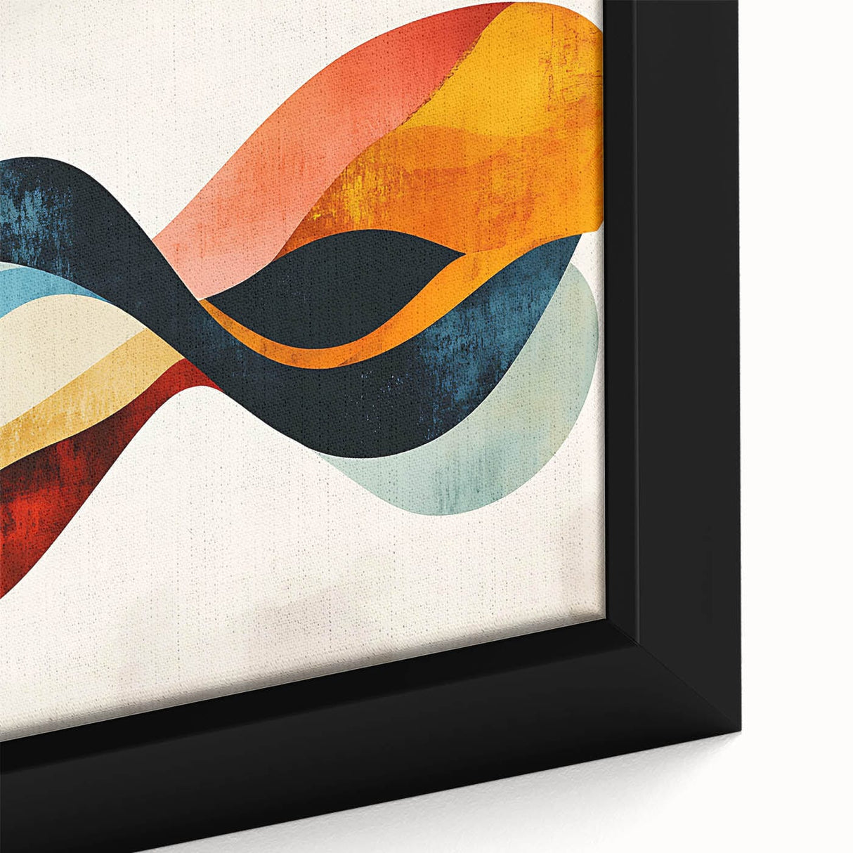 Abstract Fluid Canvas Art – Red, Blue & Orange Wave-Inspired Print