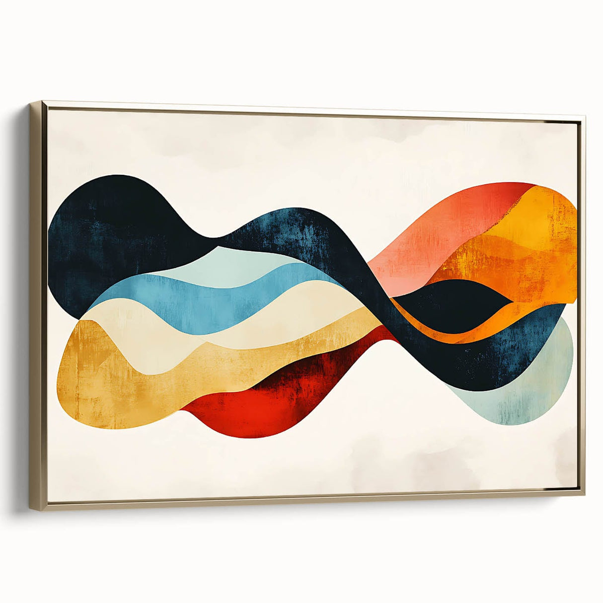 Abstract Fluid Canvas Art – Red, Blue & Orange Wave-Inspired Print