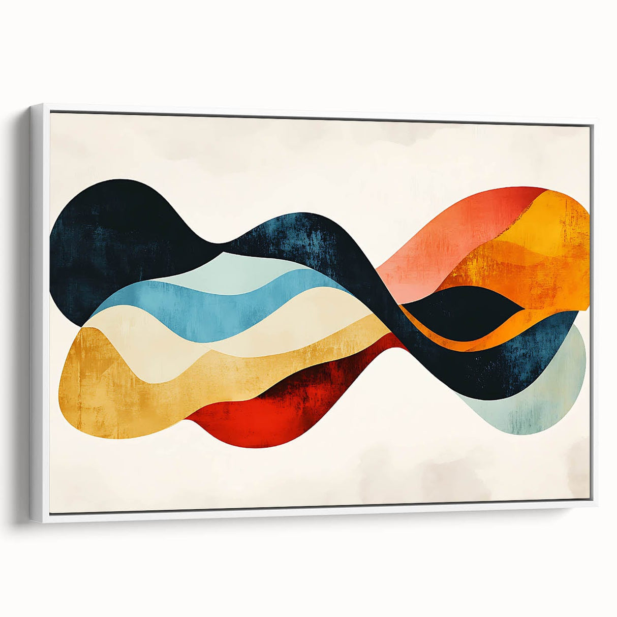 Abstract Fluid Canvas Art – Red, Blue & Orange Wave-Inspired Print