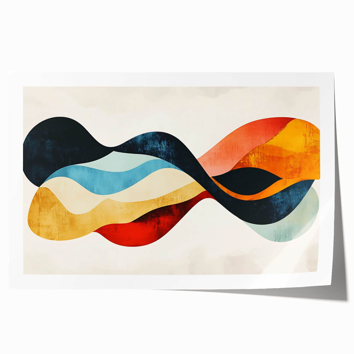 Abstract Fluid Canvas Art – Red, Blue & Orange Wave-Inspired Print