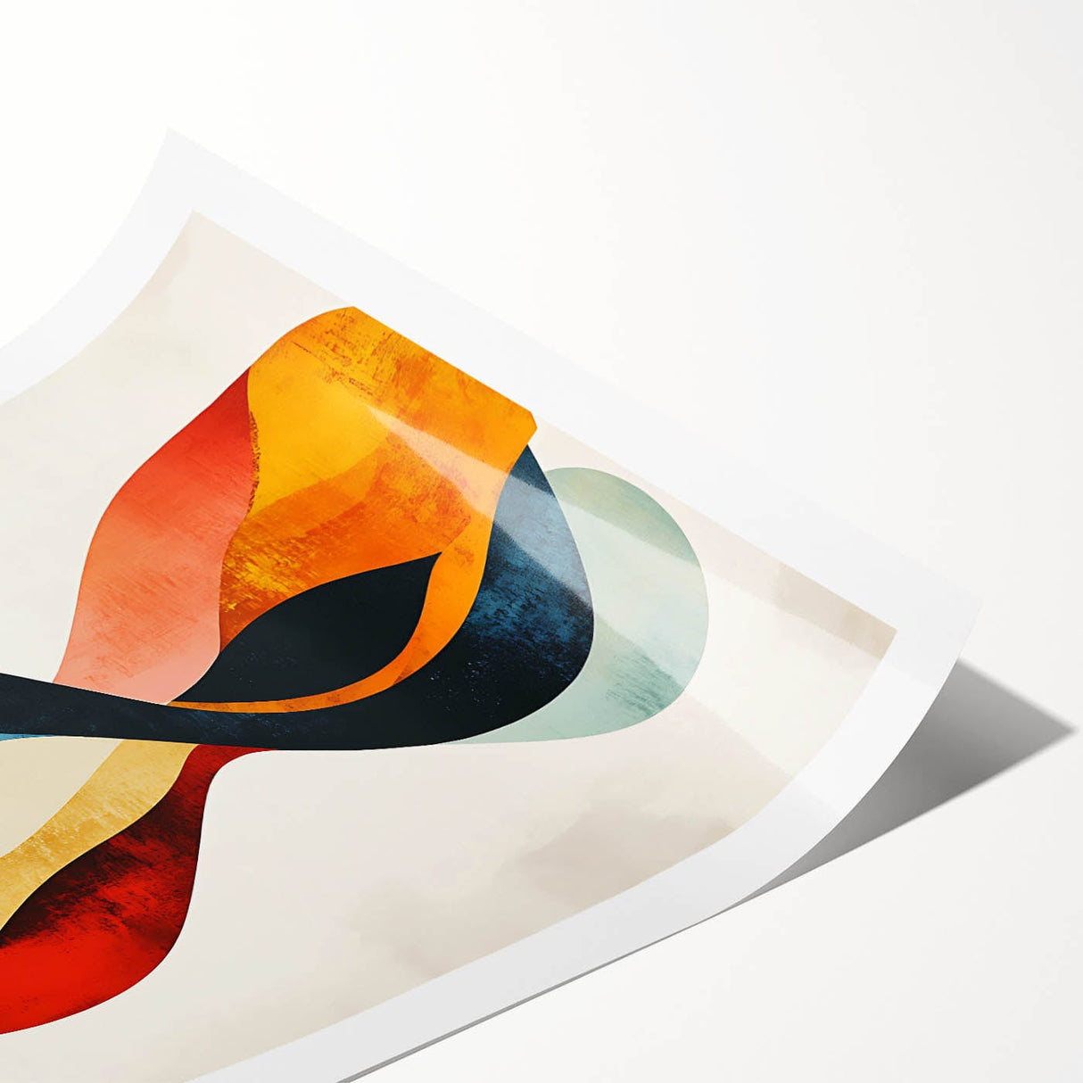 Abstract Fluid Canvas Art – Red, Blue & Orange Wave-Inspired Print