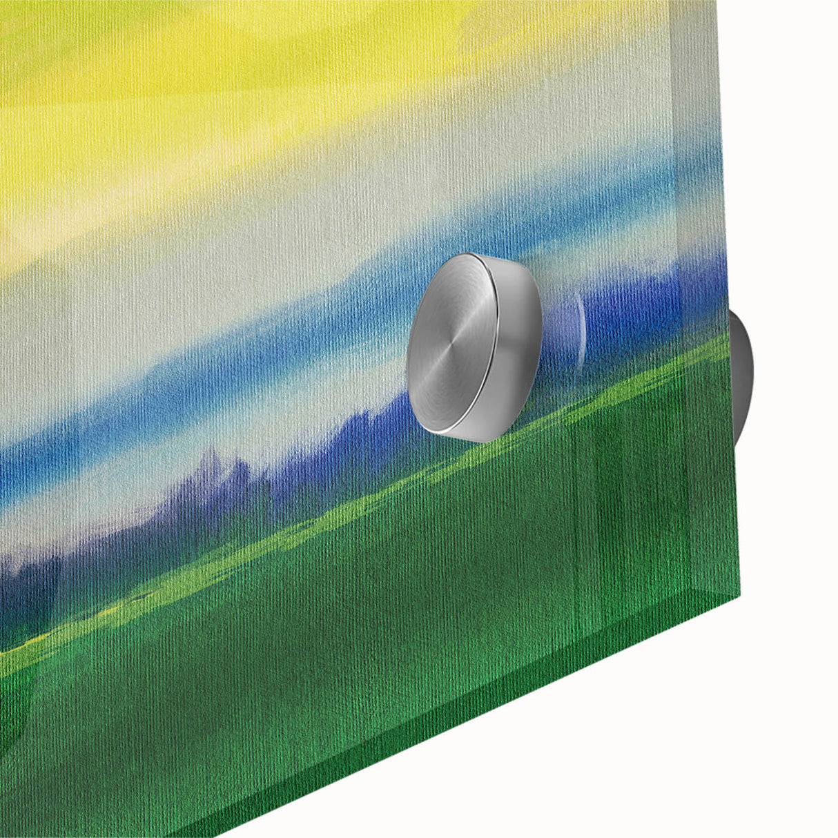 Contemporary Minimalist Nature Art – Green Field Under Yellow Sky