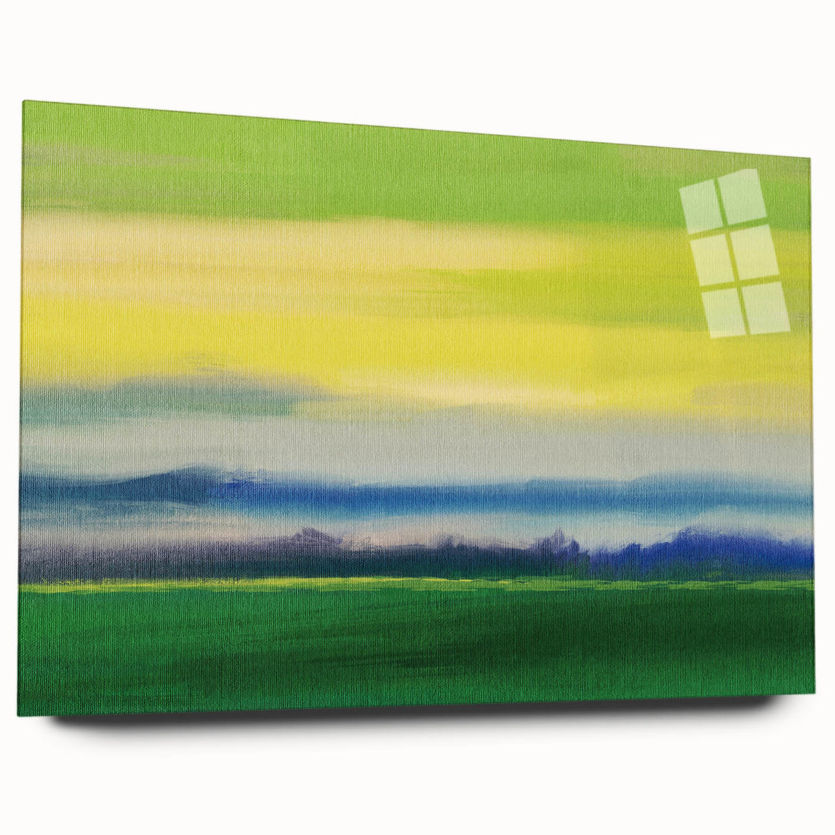 Contemporary Minimalist Nature Art – Green Field Under Yellow Sky