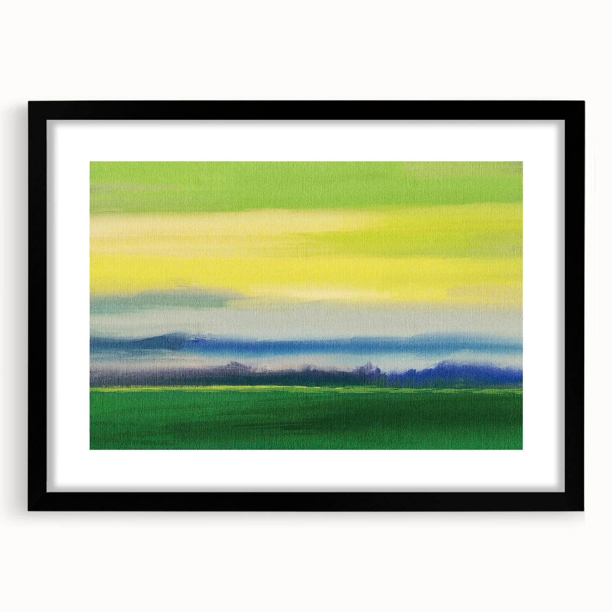 Contemporary Minimalist Nature Art – Green Field Under Yellow Sky