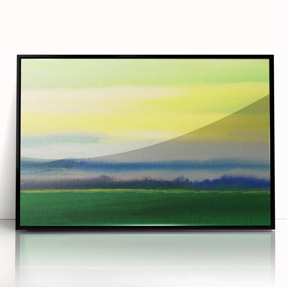 Contemporary Minimalist Nature Art – Green Field Under Yellow Sky