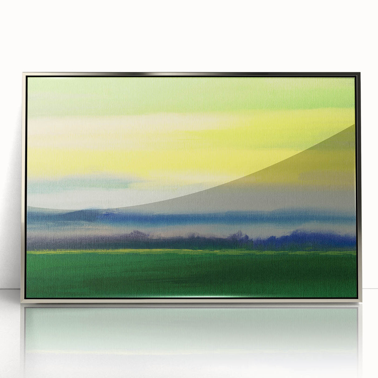 Contemporary Minimalist Nature Art – Green Field Under Yellow Sky