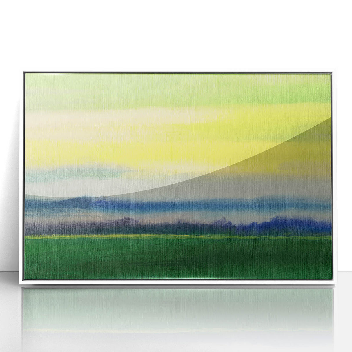 Contemporary Minimalist Nature Art – Green Field Under Yellow Sky
